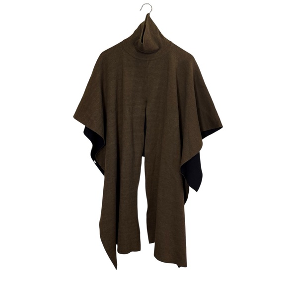 Anthropologie Sweaters - Anthropologie Dark Brown Black Knit Asymmetrical Poncho Sz OSFM